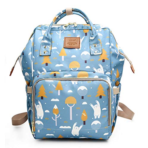 Naxdawon Bolsa de pañales de maternidad multifunción de gran capacidad Mochila de viaje portátil impermeable Bolsas de pañales para bebés para el cuidado del bebé (Oso polar)