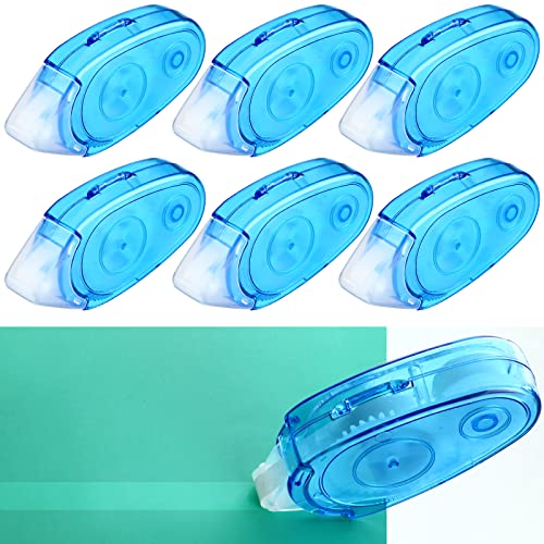 6 Pack Double Sided Tape Roller for Scrapbooking, Scrapbook Supplies Tape Rollers Permanent Adhesive Tape Glue Tape Dispenser for Scrapbooking DIY Arts Projects Craft Making(Blue)