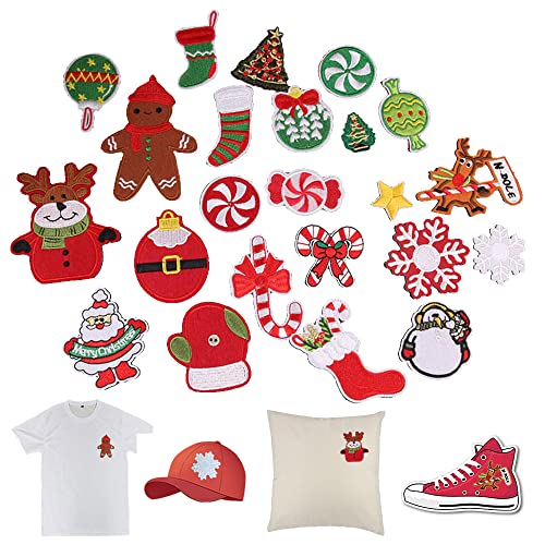 Parche de Navidad bordado con diseño de copo de nieve de Navidad, diseño de Papá Noel, alce, hombre de jengibre, guantes, campana, diseño de Navidad, parches para coser, disfraces, jeans, chaquetas,
