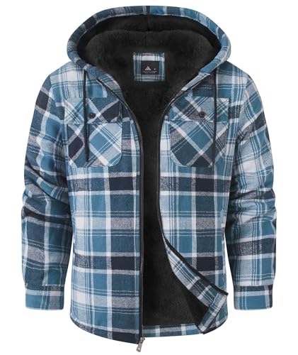 Image of SCODI Men's Flannel Jacket Sherpa Lined Plaid Fleece Hoodies Zip Up Coat