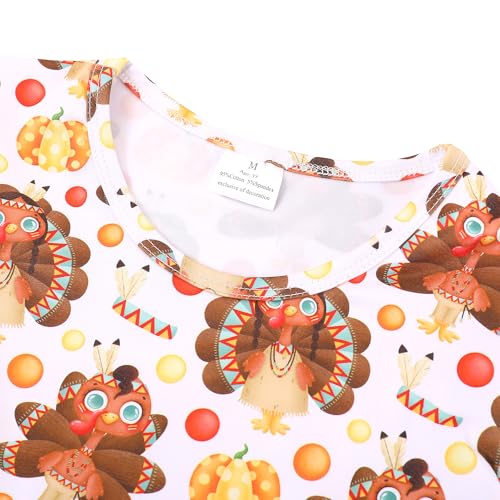 Image of Thanksgiving Toddler Girls Turkey Outfits Set Ruffle T-Shirt Dress and Pants Outfit Set 3-8Years