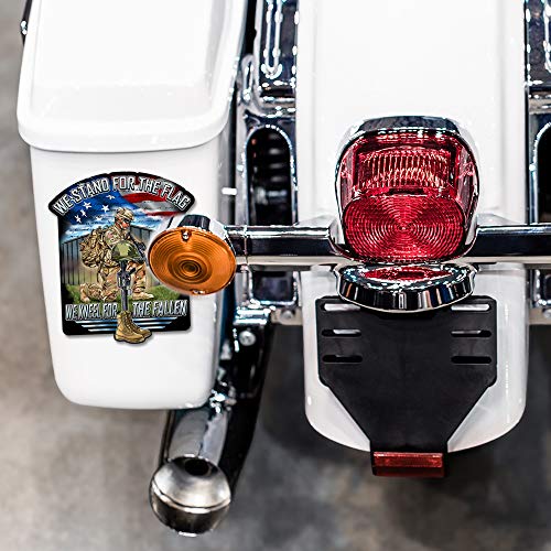 Skull Society - We Stand For The Flag We Kneel For The Fallen 7 Inch Patriotic All Weather Decal Sticker For Cars, Trucks, Motorcycles & Laptops - Sticks To All Flat Surfaces Including Car Windows #TOP2