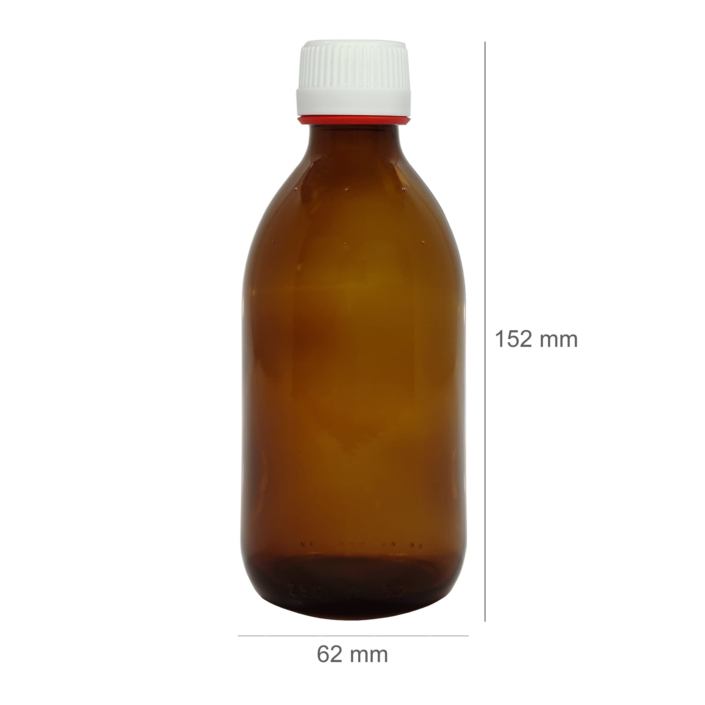 Botella de vidrio ámbar 250 ml cierre hermético tapón rosca 6 unidades