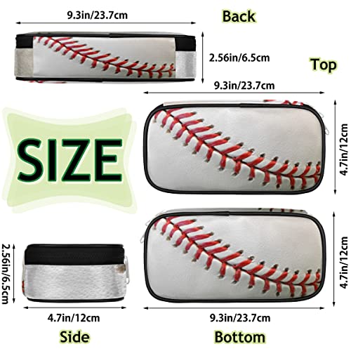 Image of Pardick Baseball Print Big Capacity Pencil Pen Case Sport Large Pencil Pouch with Zipper Compartments Pencil Bag for Boys Girls Adults Student Office School Supplies