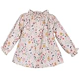 Colorful Childhood Vintage Baby Girls Floral Blouse for Spring Autumn Casual Ruffles Collar Flower Long Sleeve Shirt Tops Yellow Size 1-2T