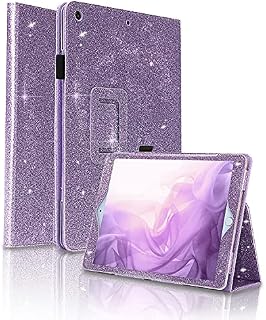 FSCOVER New iPad 9th Generation 2021 Case iPad 8th/7th Gen 10.2 Inch Cover with Pencil Holder, Sparkly Glitter Girls Leather iPad 2021 2020 2019 Case with Stand/Auto Wake/Sleep -Purple