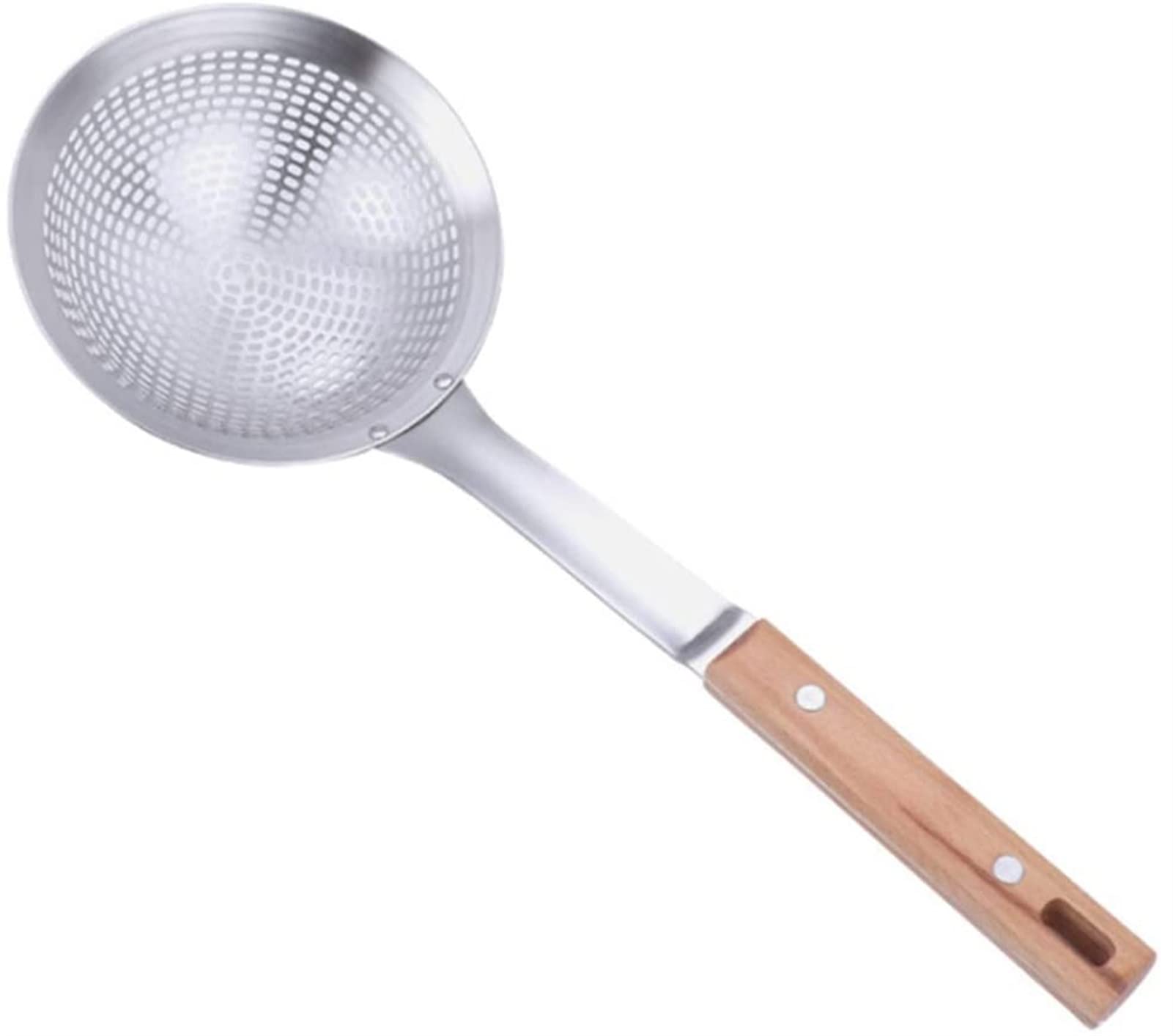 Colador colador tamices para cocinar utensilios de cocina, colador mango de madera colador acero inoxidable olla caliente drenaje cuchara fideos cuchara utensilios de cocina para restaurante hogar (