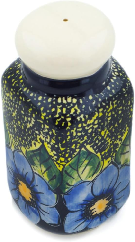 Polmedia Polish Pottery Pepper Shaker UNIKAT - Midnight Glow Pattern Handmade in Boleslawiec Poland + Certificate of Authenticity