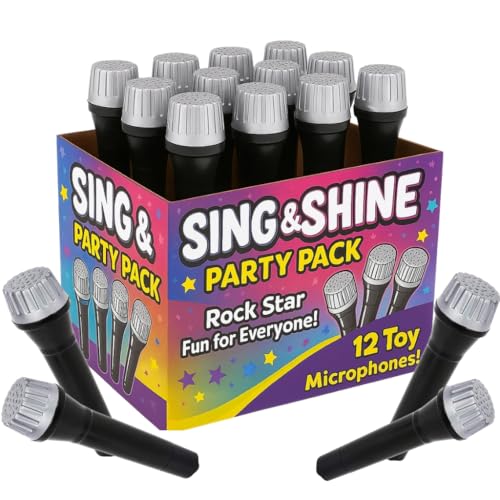 ArtCreativity Toy Microphone Set for Kids 5.5 Inch - 12 Count - Pretend Play Plastic Mics for Karaoke Fun - Stage or Costume Prop - Birthday Party Favors, Goody Bag Fillers for Boys, Girls, Toddlers