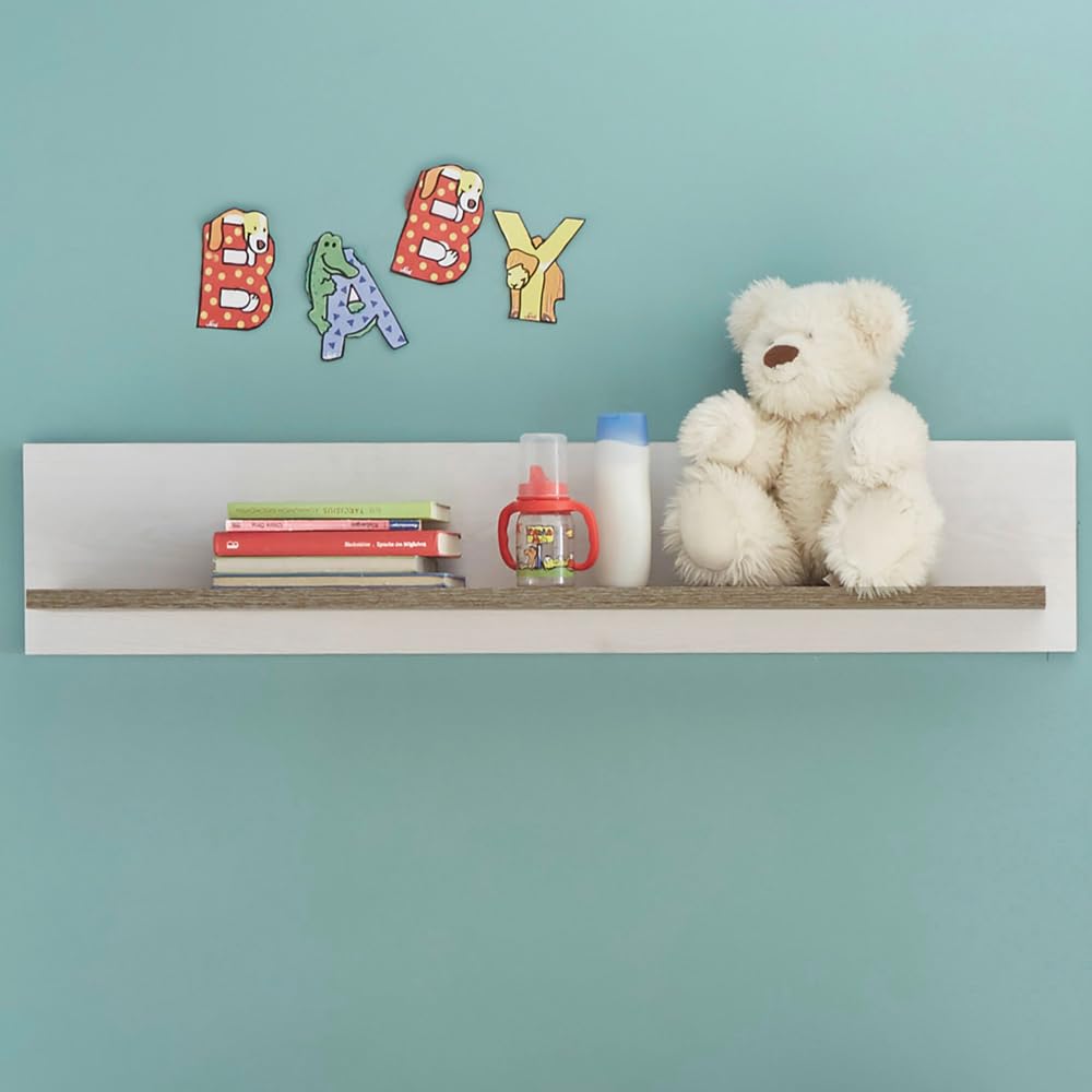 Lomadox Babyzimmer Set in Pinie weiß Nb./Trüffel Eiche Nb., Landhaus Design