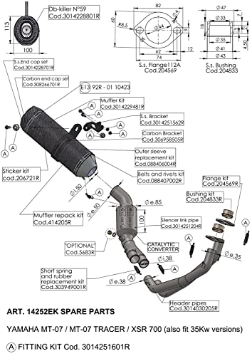 Soporte de escape LeoVince reduce vibraciones en Yamaha MT07 2018 para un anclaje ultra resistente