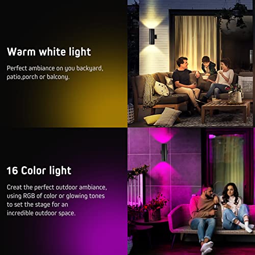Intwell White & Color Wall Lights,Rgb Color Changing Wall Sconces Set Of Two,Multicolor Up And Down Wall Lamp For Party,Game Decoration,Indoor,Porch,Gallery 2Pack (Black) #TOP3