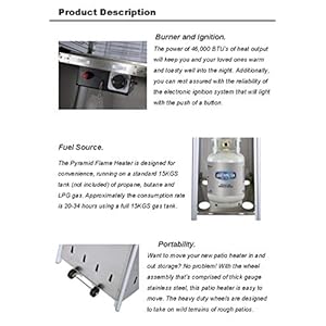 Outdoor patio propane space heater 48000 btu pyramid propane heater outdoor heater portable heater patio heater propane wwheels protective cover avenlur stainless steel  urban country home decor