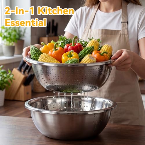 Set 2 piezas Bowl y Colador de Acero Inoxidable 16qt miniatura 7