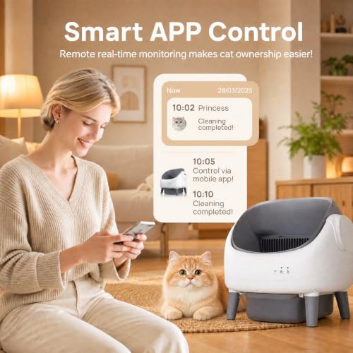 Self Cleaning Cat Litter Box, Open-Top Automatic Cat Litter Box with Large Waste Bin, Dual Safety Sensors, Easy Clean Pet Toilet for Multiple Cats - image 3
