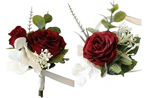 Exquisite Red Corsage and Boutonniere Set for Wedding Elegance