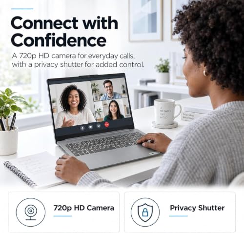 Image of Lenovo IdeaPad Slim 3i 15.6 inch FHD Laptop for Home & School, Intel 4-Core Processor, 8GB RAM, 128GB UFS, Numeric Keypad, HD Webcam with Privacy Shutter, Dolby Audio, USB-C, HDMI, Gray, Windows 11 Home