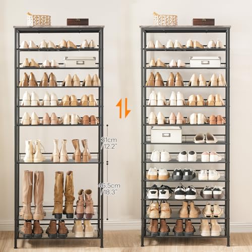 HOOBRO Großes Schuhregal, 12 Etagen Schuhablage, Schuhschrank hoch, für 35-45 Paar Schuhe, mit schrägen Gitterregalen, Metallrahmen… – Ansicht 3