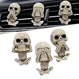 yorpyep 3 PCS Car Air Vent Clip, 3D Stereo Aged Skull Halloween A/C Outlet Decoration, 3 Poses Goth Horror Skeleton Ornament Accessories, Universal Personalized Air Diffuser for Car Interior (White)