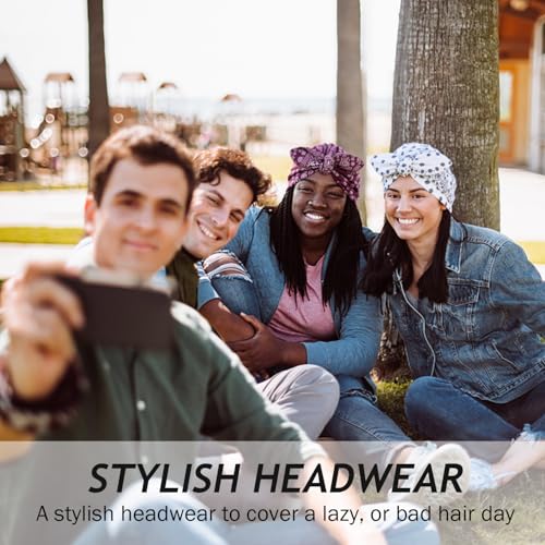 Image of Ababalaya Satin Lined Beanies for Women Chemo Headwear Silky Lined Cotton Sleeping Cap