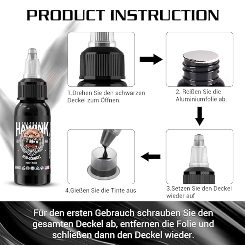 Miniatura 2 de Hawink Tinta De Tatuaje Profesional Negro Puro 1 Botella Con 1oz 30ml Pure Black Ink Ti203de-30-001