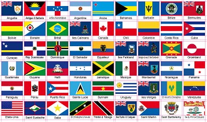 lot de 54 Autocollants AMERIQUE différents drapeaux de pays et territoires AMERIQUEs