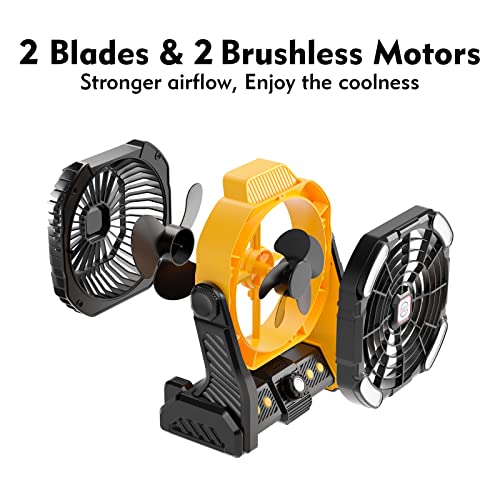 RUNTOP-Camping-Fan-Rechargeable-Fan-Portable-Battery-Powered-Fan-Battery-Operated-Fan-with-Hook-2-BladesCamping-Fans-for-Tents-Beach-Fan-USB-Table-Outdoor-Fan-270Rotation-Timer-Funtion-Light