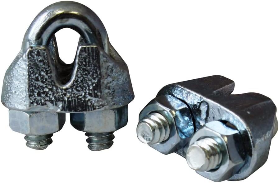 Zinc Plated Malleable Steel Wire Rope Clips for 1/16" Cable (Pack of 100)