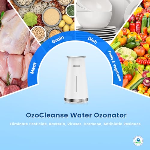 Ozone Generator Fruit and Vegetable Washing Machine with Ozone Bubble Removes Pesticides Bacteria Hormone Residues, Fruit Vegetable Cleaner Device with Timer & Smart Touch Control