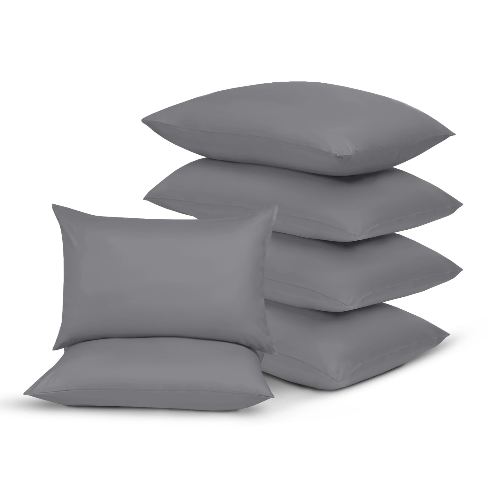 Yorkshire Bedding Grey Pillow Cases 6 Pack 100% Soft Brushed Microfiber Pillowcases with Envelope Closure- Fade & Stain Resistant Housewife Pillow Case 50 X 75 Cm