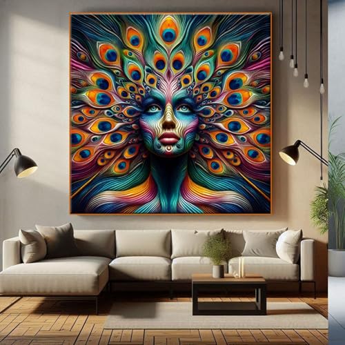 Peinture abstraite de paon affiche d'art fantastique sur toile premium