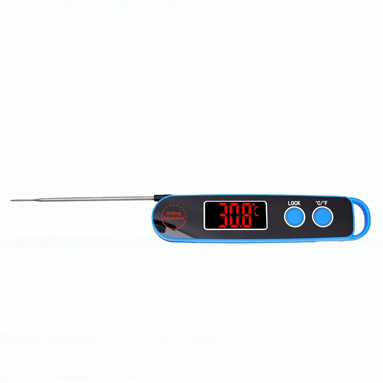 Pssopp Meat Food Digital Thermometer, Read Foldable Probe Kitchen Gadget for Cooking Grilling Baking Food Digital Thermometer, LED Real LED Temperature Gauge (Blue)