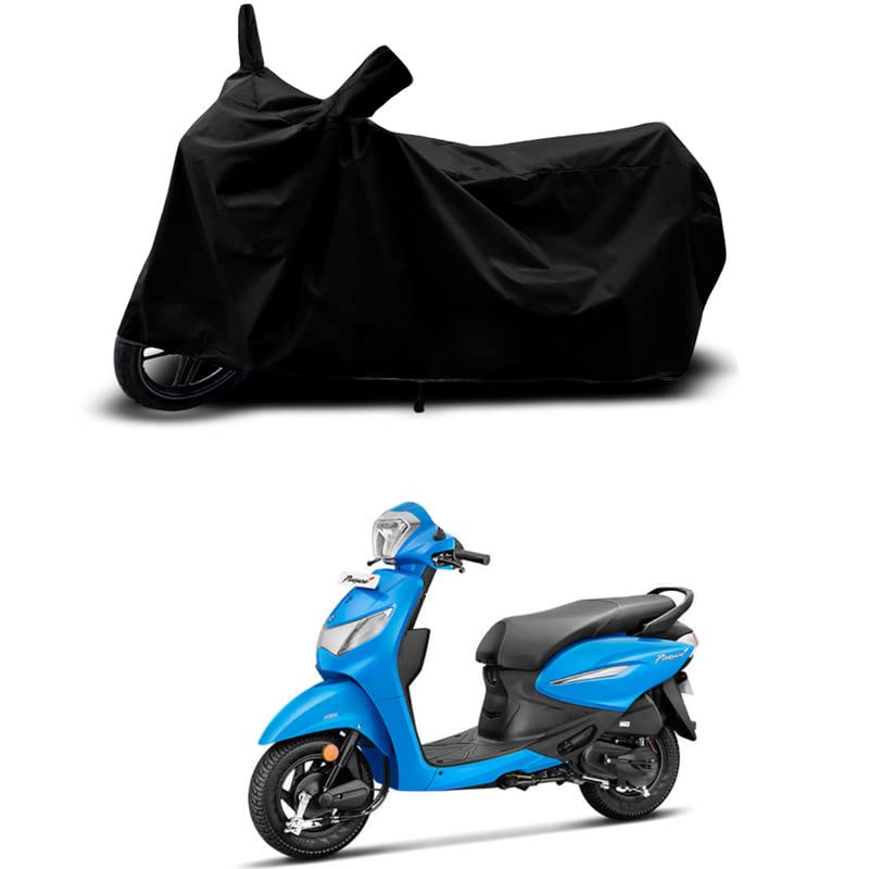 Image of 100% Scratchproof /UV-Rays /Heat Protection /Birds Dropping /Water Resistant /Dust Proof /Waterproof /Full Bike Scooty Two Wheeler Body Cover Compatible for Pleasure Plus LX All Varients[Black]