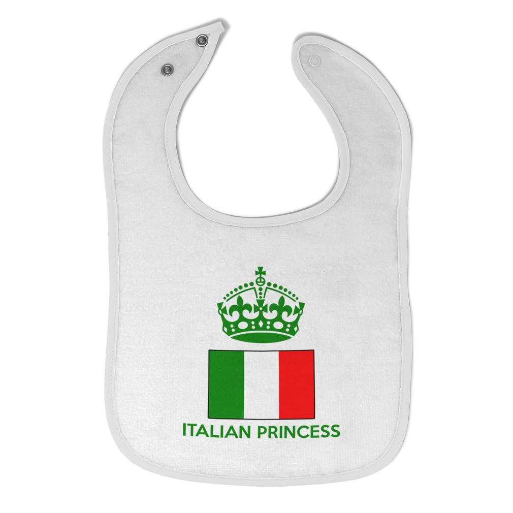 Cute Rascals Toddler & Baby Bibs Burp Cloths Princesss Italian Princess Crown Countries Cotton Baby Items for Baby Girl & Boy White Design Only
