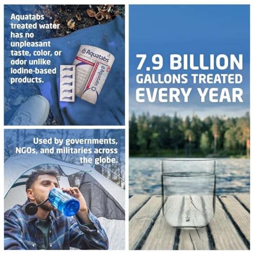 Image of Aquatabs 49mg Water Purification Tablets (30 Pack). Portable Water Purifier for Camping Essentials, Lightweight Camping Gear or Survival Kit, EPA Registered & NSF /ANSI 60 Certified, Fast-Acting