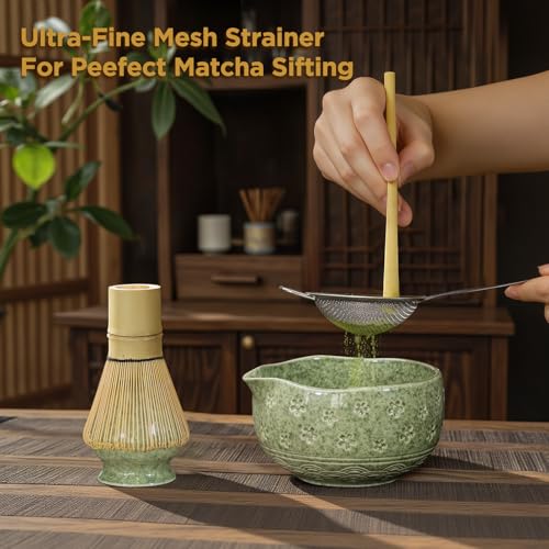 AANQQ Matcha Whisk Set with Ceramic Bowl