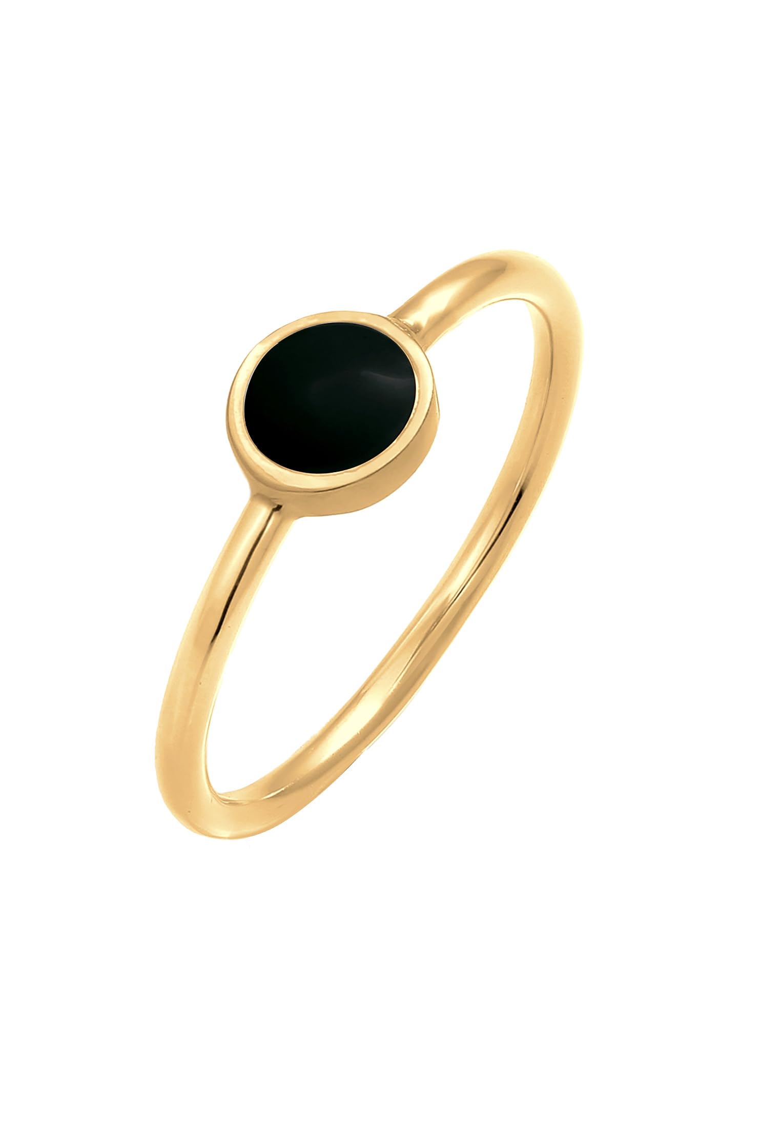 Elli Ring Damen Solitär Stapel Basic mit Emaille Schwarz 925 Silber