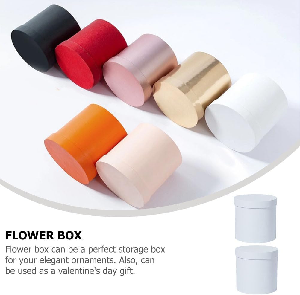 PRETYZOOM Small Round Flower Box 5.5 Inch Cylinder Floral Box for Arrangements with Lid Hand-Held Flower for Wedding Birthday Valentine S Day Packaging