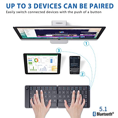 Iclever Bk06 Mate Foldable Bluetooth Keyboard, Wireless Portable Keyboard - Pocket Size Multi-Device Keyboard, Ultra Slim Leather Keyboard For Ios, Android, Windows, Tablet, Iphone, Laptops, Mac #TOP1