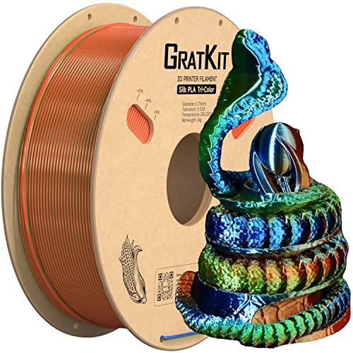 Image of Gratkit Silk Tri-Color PLA Filament,Coextrusion PLA Filament 1.75mm, + /-0.03mm, 1KG /Roll, Silk PLA Orange & Blue & Green