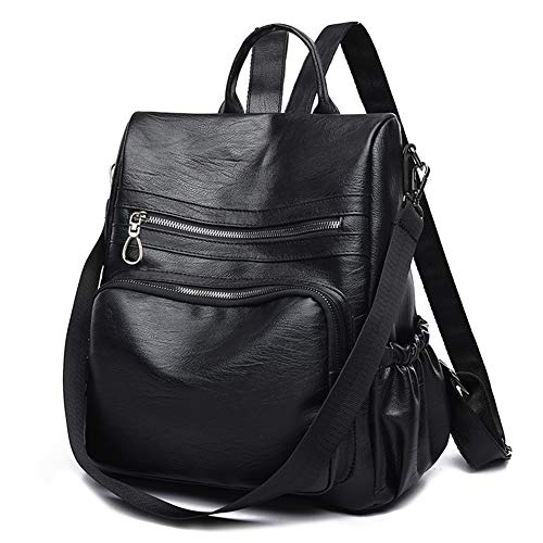 Mochila monedero para mujer, antirrobo de cuero de...