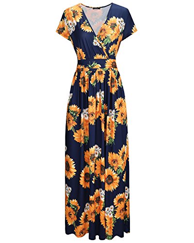 OUGES - Vestido - Envolvente - Manga Corta - para Mujer Girasol 52