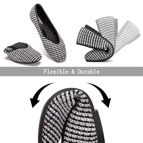 Image of Frank Mully Womens Casual Flat Shoes Square Toe Shoes Knitted Work Flat Comfort Dressy Flat Shoes for Daily Washable