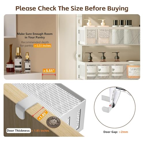TORZCT Over The Door Organizer 6-Tier, Pantry Door Organizers and Storage Heavy-Duty Metal Back of Closet Door Organizer Storage Shelves Organization for Kitchen, Bathroom and Kids Room（White） by TORZCT - Image 4