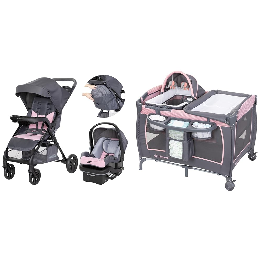 Amazon.com : Baby Trend Passport Cargo Travel System, Pink Bamboo with Lil'  Snooze Deluxe III Bassinet : Baby