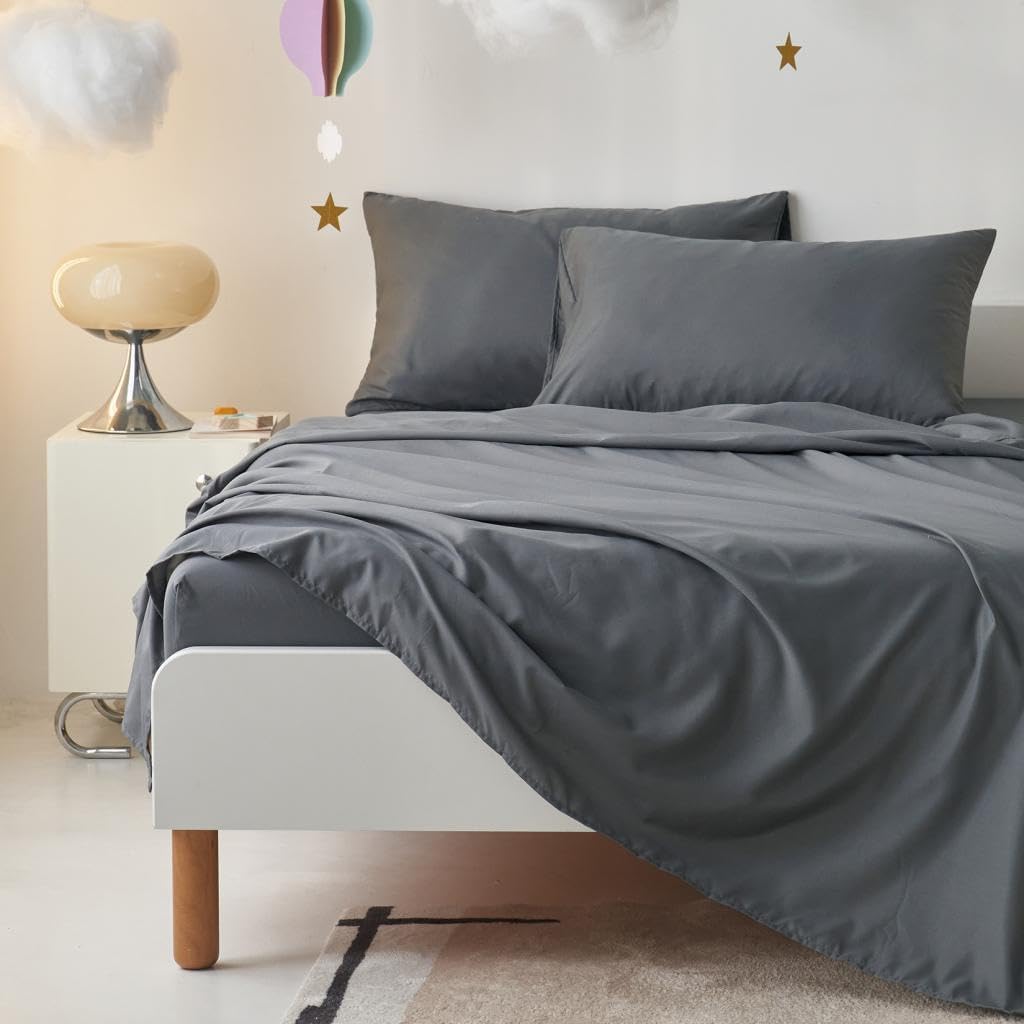 Wake In Cloud - Race Car Bedding Set for Boys, Cute Colorful Sports Car Supercar Wheels Comforter Set with Sheets, 5 Pieces Kids Bed in a Bag, Gray, Twin Size - Image 4