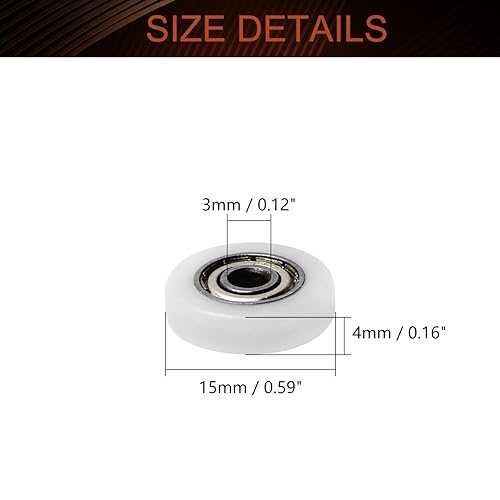 Miniatura 27 de MroMax Polea de rodillos de rodillos - 0.197 x 0.984 x 0.354 in, rueda de nailon con rodamiento 625ZZ para muebles, accesorios de hardware y puerta