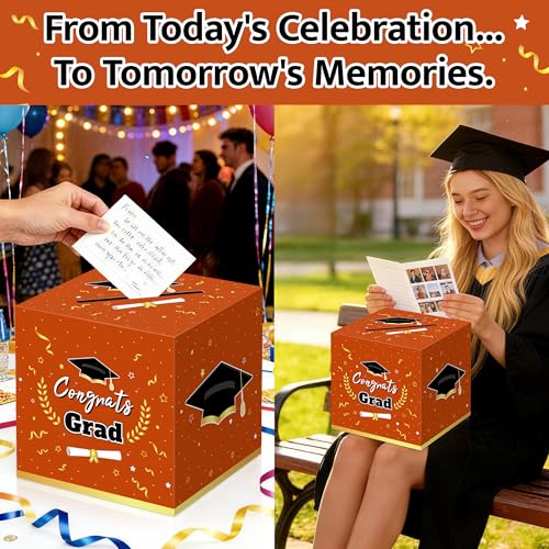 Image of Kelool Graduation Decorations 2026 Orange Graduation Card Box Graduation Party Decorations,Graduation Box,Congrats Grad Gifts Box for 2026 Graduation Party Supplies Favors