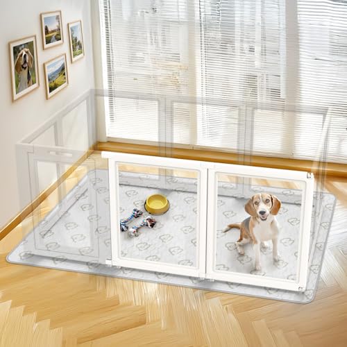 Image of FXW AuraSpace Acrylic Indoor Dog Playpen for Medium Dogs, 35 inch, 2 Panels, White