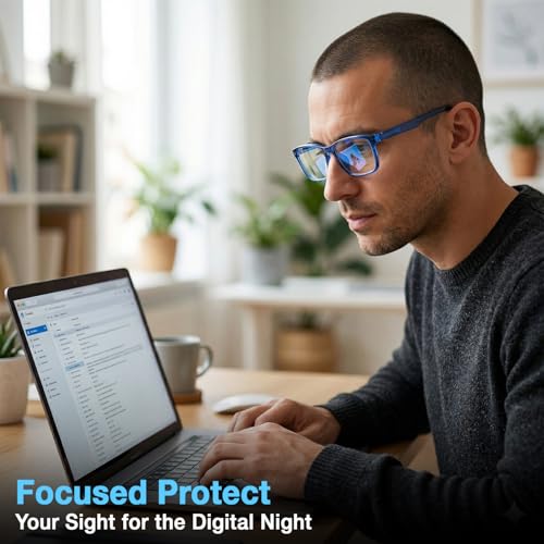 Image of UV Protection Glasses Blue Cut Blocking Harmful Rays Glasses for Men & Women Zero Power Computer Specs Eye Protection Lightweight Frame with Case & Cleaning Cloth